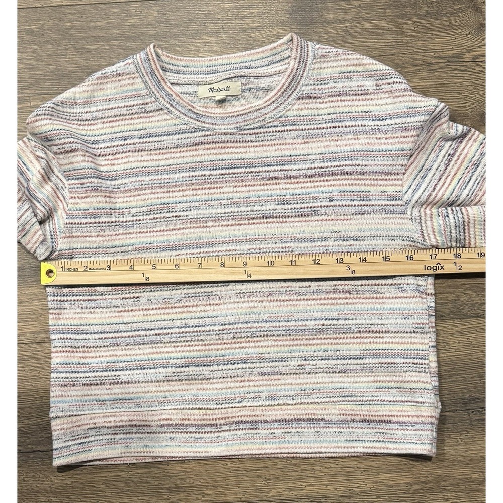 Madewell XS Space Dye Cropped Sweatshirt Balloon Sleeve Crewneck Pullover - Picture 7 of 8